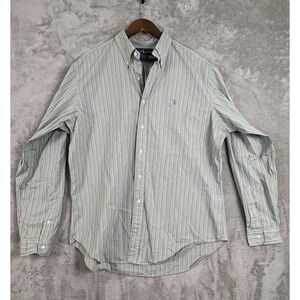 Ralph Lauren Shirt Mens XL Classic Fit Button Down Green Striped‎ Long Sleeve